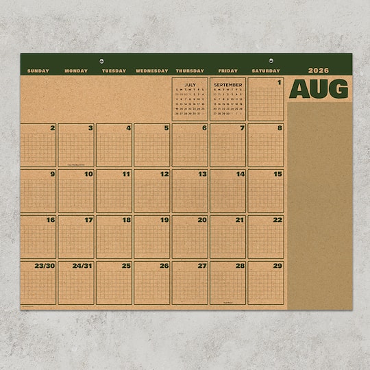 TF Publishing Medium 2026-27 Trail & Timber Desk Pad Monthly Blotter Calendar
